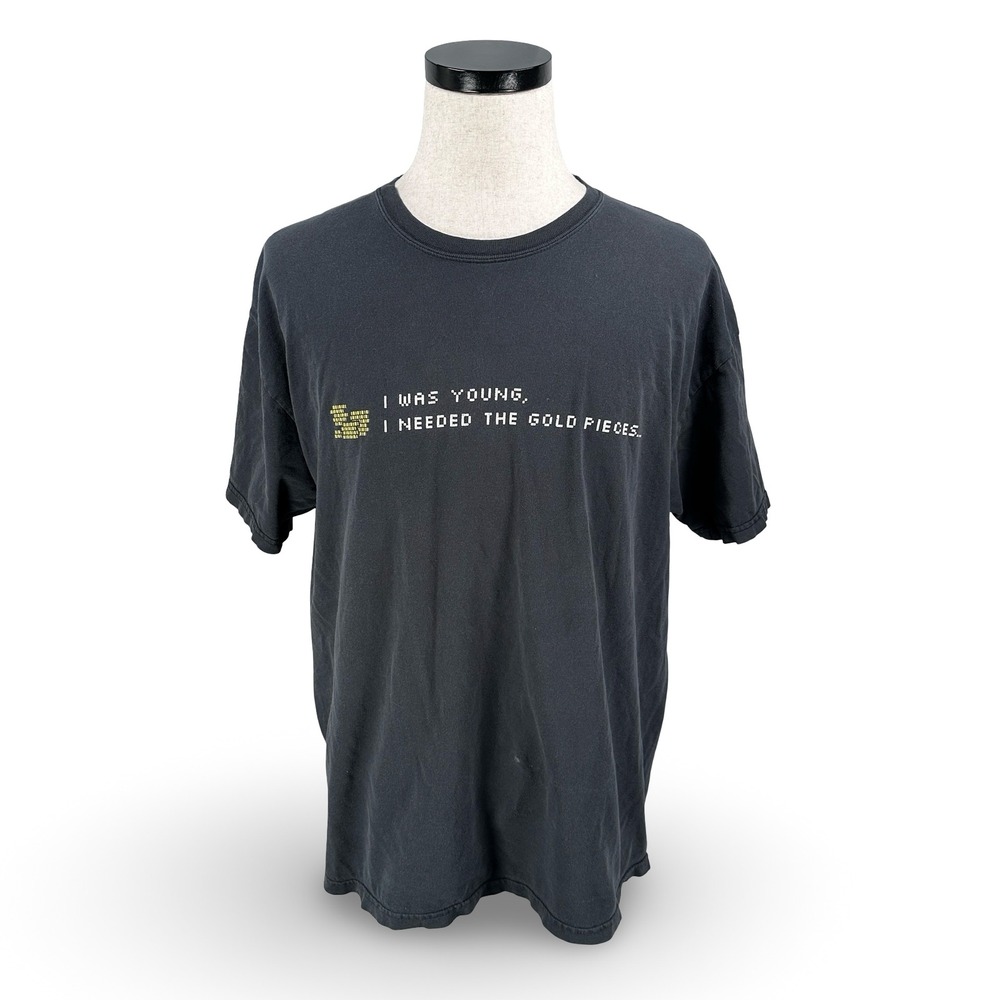 Y2K Jinx Mens XL Gray Gaming Graphic Tee I‎ Needed The Gold Pieces Pixel Art